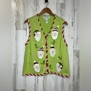 Heirloom Collectibles VINTAGE Women's Holiday Christmas Vest Green White Size XL